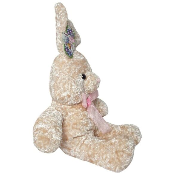 Kellytoy Plush Easter Bunny Rabbit 18"  Beige Stuffed Animal Pink Ribbon Tags - Picture 3 of 7